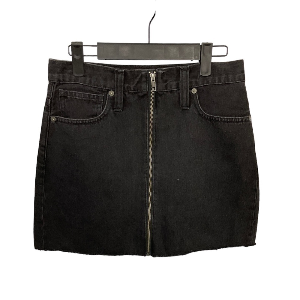 New Madewell Mini Skirt Black Full Zip Rigid Y2K Raw Hem Sz 25 R2